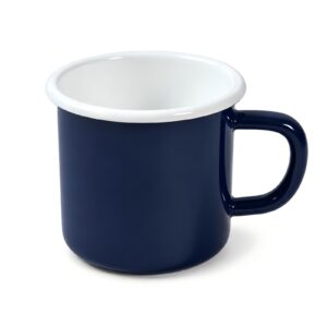 Gray Rolled-Rim Extra-Thick Enamel Mug, 8 cm on white background.