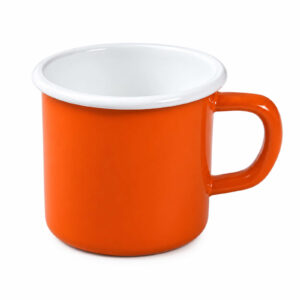 Orange enamel mug, 8 cm