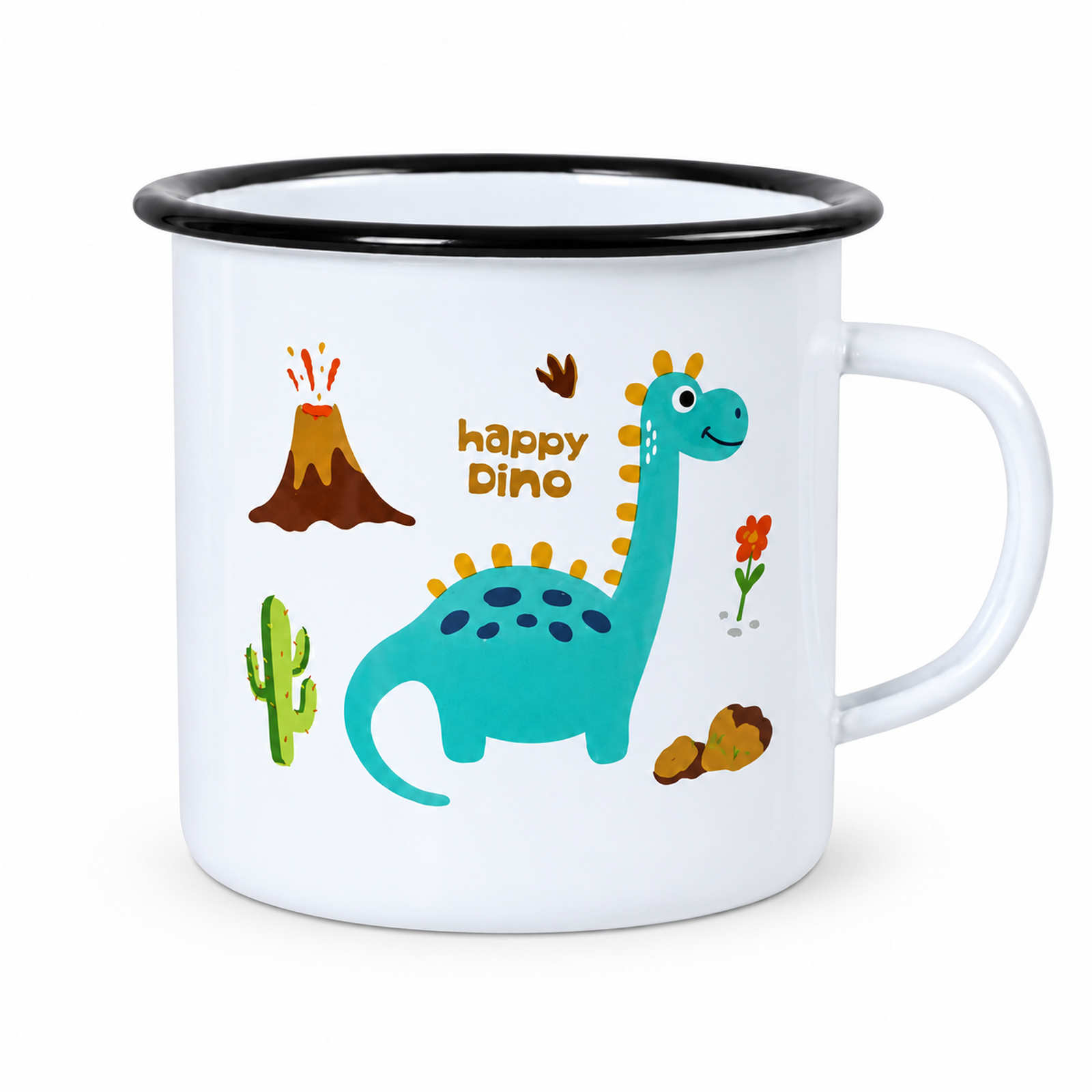 Blue cartoon enamel mug, 9 cm