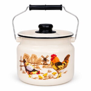 Rooster enamel milk pail, 2 L / 3 L